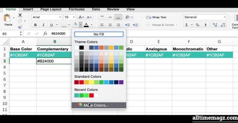 HTML Colors to Excel Cell